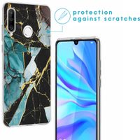 iMoshion Design hoesje Huawei P30 Lite - Marmer - Gebroken Blauw