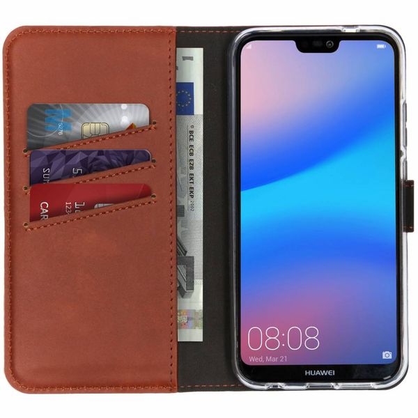 Selencia Echt Lederen Bookcase Huawei P20 Lite