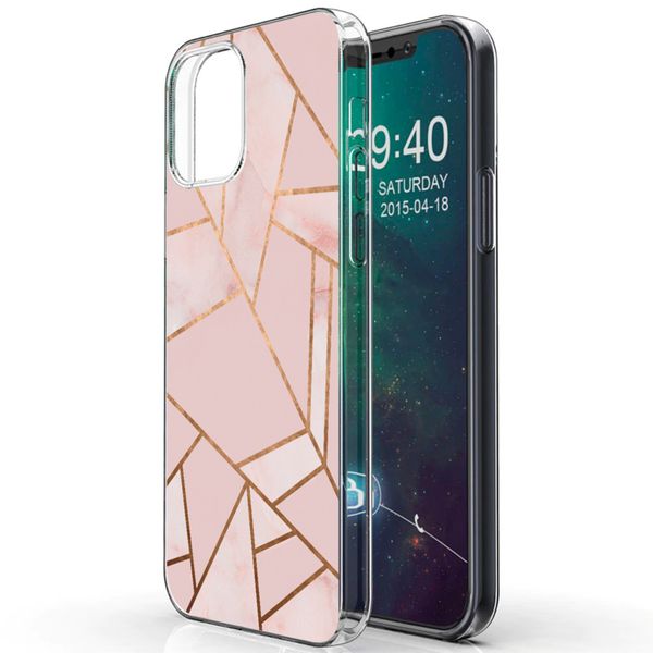 iMoshion Design hoesje iPhone 12 (Pro) - Grafisch Koper / Roze