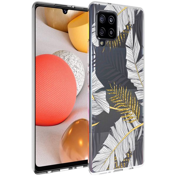 iMoshion Design hoesje Samsung Galaxy A42 - Bladeren / Zwart