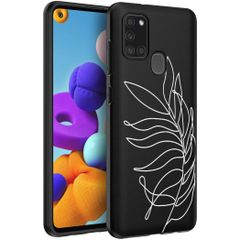 iMoshion Design hoesje Samsung Galaxy A21s - Blad - Zwart