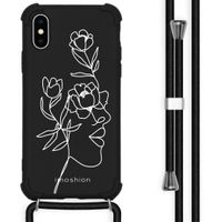 iMoshion Design hoesje met koord iPhone X / Xs - Abstract Gezicht Bloem - Zwart