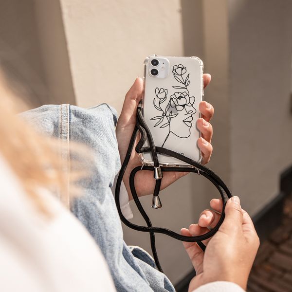 iMoshion Design hoesje met koord Samsung Galaxy A72 - Abstract Gezicht Bloem - Transparant