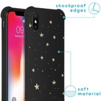 iMoshion Design hoesje met koord iPhone X / Xs - Sterren - Zwart / Goud