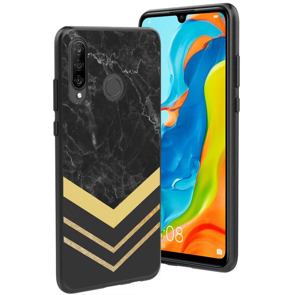 iMoshion Design hoesje Huawei P30 Lite - Marmer / Zwart