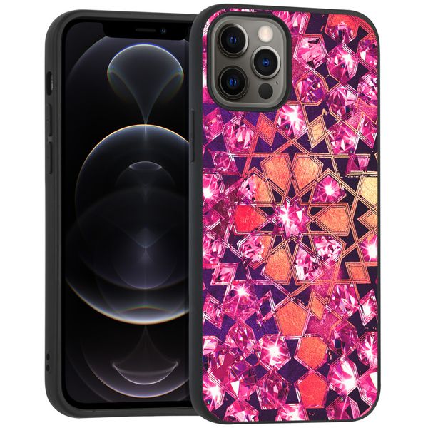 iMoshion Design hoesje iPhone 12 (Pro) - Grafisch - Roze Bling