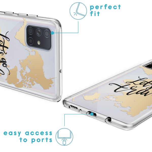 iMoshion Design hoesje Samsung Galaxy A71 - Let's Go Travel / Zwart