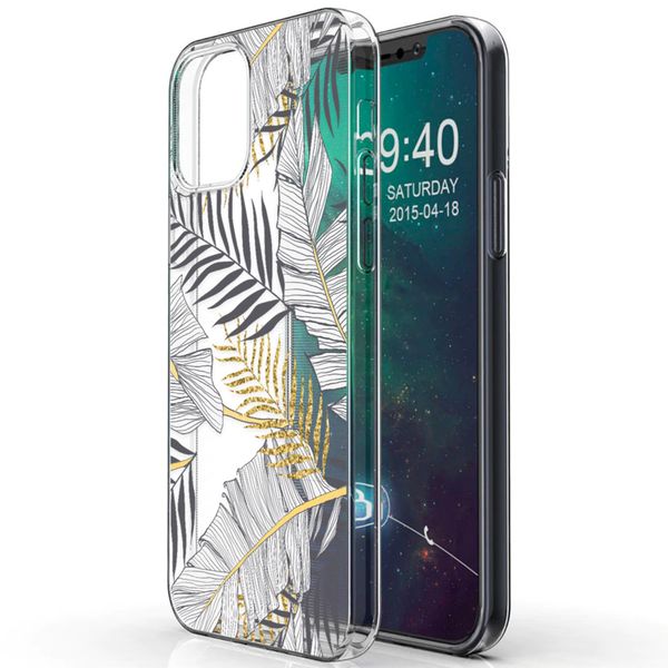 iMoshion Design hoesje iPhone 12 (Pro) - Bladeren / Zwart