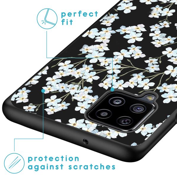 iMoshion Design hoesje Samsung Galaxy A42 - Bloem - Wit / Zwart