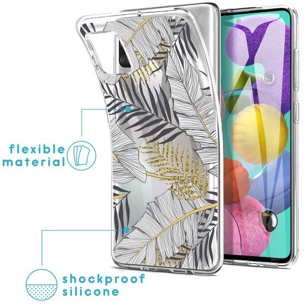 iMoshion Design hoesje Samsung Galaxy A51 - Bladeren / Zwart