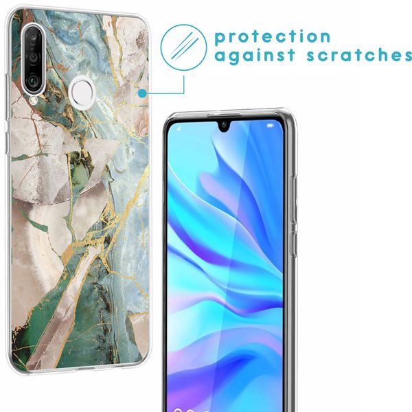 iMoshion Design hoesje Huawei P30 Lite - Marmer - Gebroken Beige