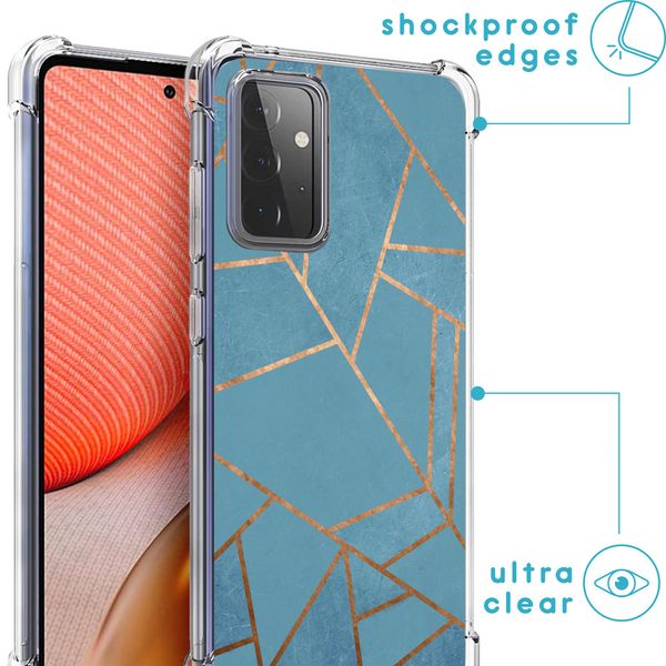 iMoshion Design hoesje met koord Galaxy A72 - Grafisch Koper - Blauw