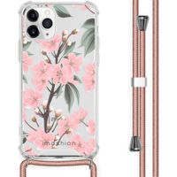 iMoshion Design hoesje met koord iPhone 11 Pro - Bloem - Roze / Groen