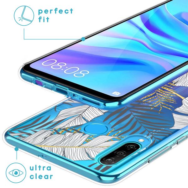 iMoshion Design hoesje Huawei P30 Lite - Bladeren / Zwart