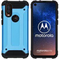 iMoshion Rugged Xtreme Backcover Motorola One Vision - Lichtblauw