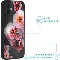 iMoshion Design hoesje iPhone 12 Mini - Bloem - Roze / Zwart