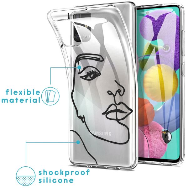 iMoshion Design hoesje Samsung Galaxy A51 - Abstract Gezicht - Zwart