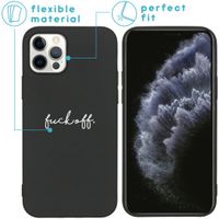 iMoshion Design hoesje iPhone 12 (Pro) - Fuck Off - Zwart