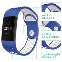 iMoshion Siliconen sport bandje Fitbit Charge 3 / 4 - Blauw / Wit