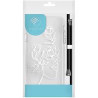 iMoshion Design hoesje met koord iPhone 12 (Pro) - Abstract Gezicht Bloem