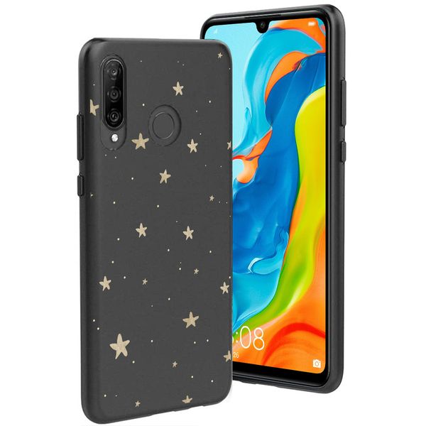 iMoshion Design hoesje Huawei P30 Lite - Sterren / Zwart