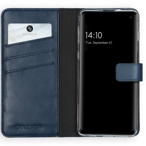 Selencia Echt Lederen Bookcase Samsung Galaxy S10 - Blauw