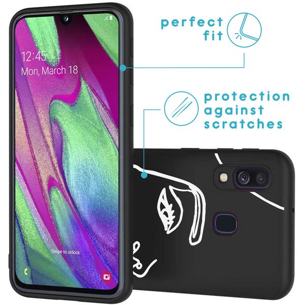 iMoshion Design hoesje Samsung Galaxy A40 - Abstract Gezicht - Wit