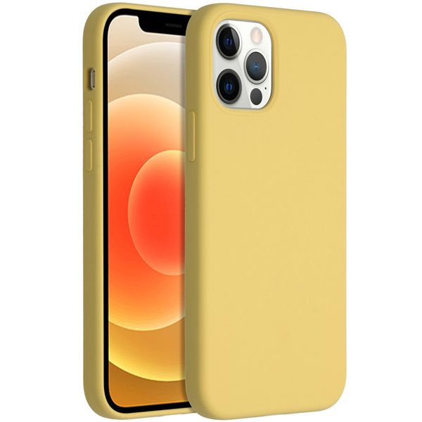 Accezz Liquid Silicone Backcover iPhone 12 (Pro) - Geel