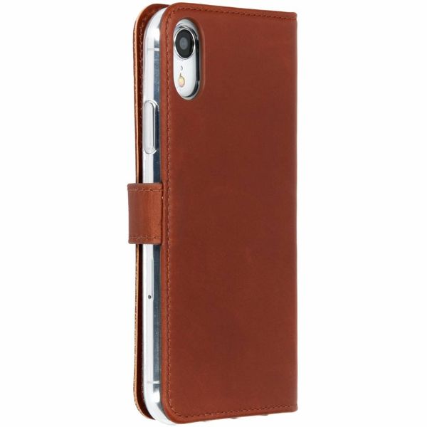 Selencia Echt Lederen Bookcase iPhone Xr - Bruin