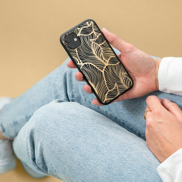 iMoshion Design hoesje iPhone 14 - Bladeren / Zwart