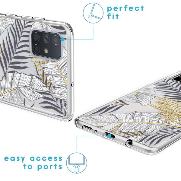 iMoshion Design hoesje Samsung Galaxy A71 - Bladeren / Zwart