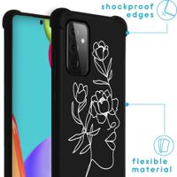 iMoshion Design hoesje met koord Samsung Galaxy A52(s) (5G/4G) - Abstract Gezicht Bloem - Zwart