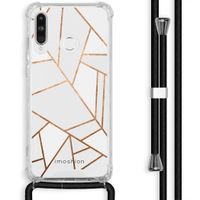 iMoshion Design hoesje met koord Huawei P30 Lite - Grafisch Koper - Wit / Goud