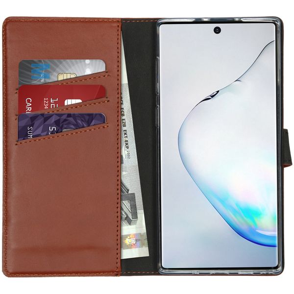 Selencia Echt Lederen Bookcase Samsung Galaxy Note 10 - Lichtbruin