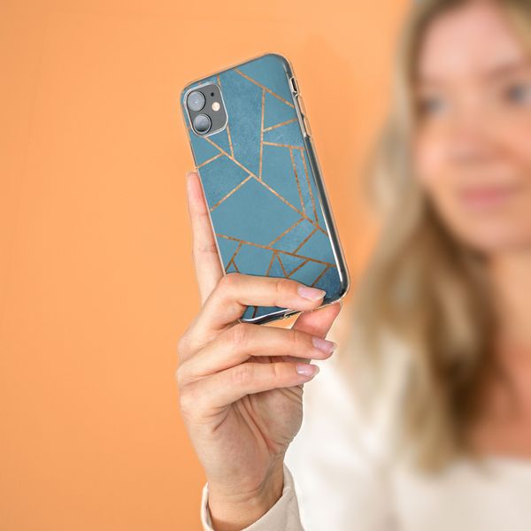 iMoshion Design hoesje iPhone 12 (Pro) - Grafisch Koper / Blauw