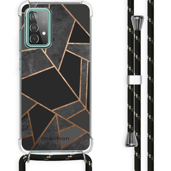 iMoshion Design hoesje met koord Samsung Galaxy A52(s) (5G/4G) - Grafisch Koper - Zwart / Goud