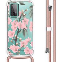 iMoshion Design hoesje met koord Samsung Galaxy A52(s) (5G/4G) - Bloem - Roze / Groen