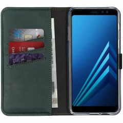 Selencia Echt Lederen Bookcase Samsung Galaxy A8 (2018) - Groen