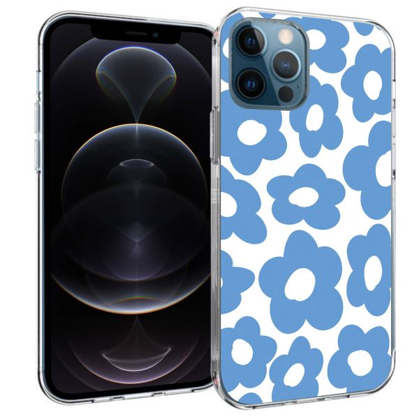 iMoshion Design hoesje iPhone 12 (Pro) - Retro Blue Flowers