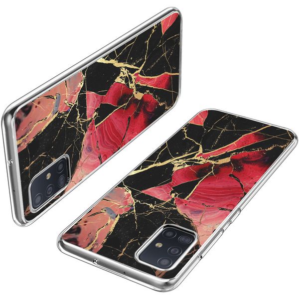 iMoshion Design hoesje Samsung Galaxy A51 - Marmer - Gebroken Rood