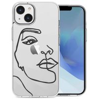 iMoshion Design hoesje iPhone 14 - Abstract Gezicht - Wit / Zwart