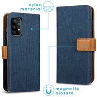 iMoshion Luxe Canvas Bookcase Samsung Galaxy A72 - Donkerblauw