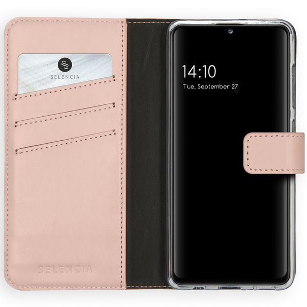 Selencia Echt Lederen Bookcase Samsung Galaxy A41 - Roze