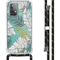 iMoshion Design hoesje met koord Samsung Galaxy A52(s) (5G/4G) - Bladeren - Zwart / Goud