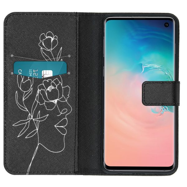 iMoshion Design Softcase Bookcase Galaxy S10 - Woman Flower Black