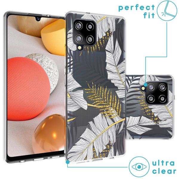 iMoshion Design hoesje Samsung Galaxy A42 - Bladeren / Zwart