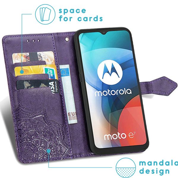 iMoshion Mandala Bookcase Motorola Moto E7 - Paars