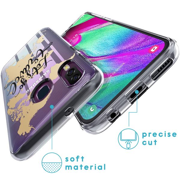 iMoshion Design hoesje Samsung Galaxy A40 - Let's Go Travel / Zwart