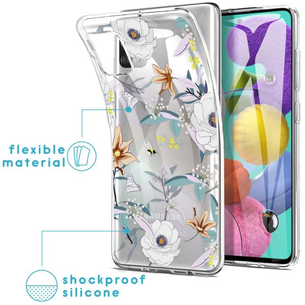 iMoshion Design hoesje Samsung Galaxy A51 - Bloem - Wit