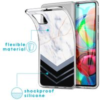 iMoshion Design hoesje Samsung Galaxy A71 - Marmer - Wit / Zwart